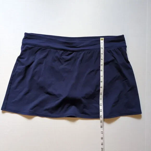 Lands' End Womens 14 Navy Blue Swim Skirt Suit Bottom Lined Built In Brief Beach - Picture 5 of 8